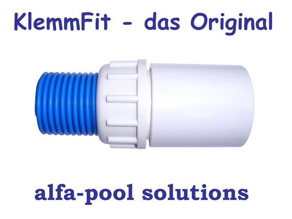 Klemmverschraubung für Schwimmbadschlauch 38mm Anschluss 50mm Klebemuffe PVC